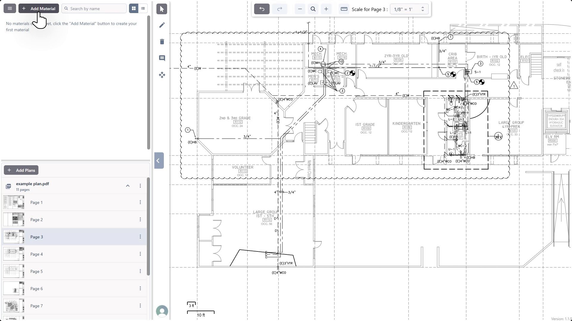 Add Material button location