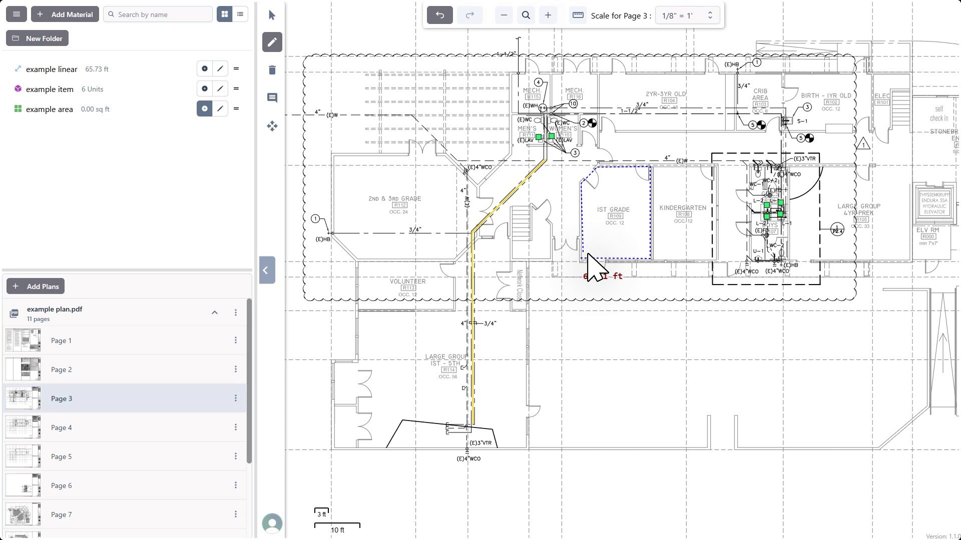 Drawing an area takeoff
